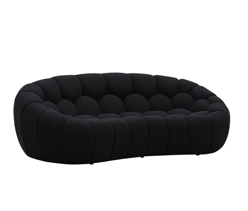 Yolonda - Modern Curved Black Fabric Sofa Set