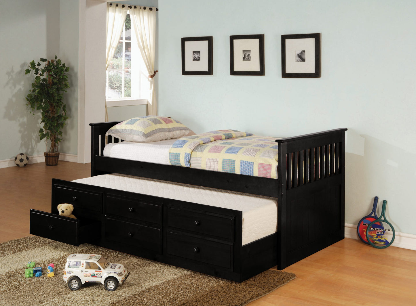 BLACK - STORAGE TRUNDLE BED