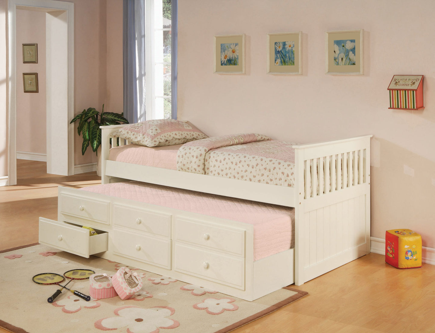 WHITE - TWIN W/ TRUNDLE BED