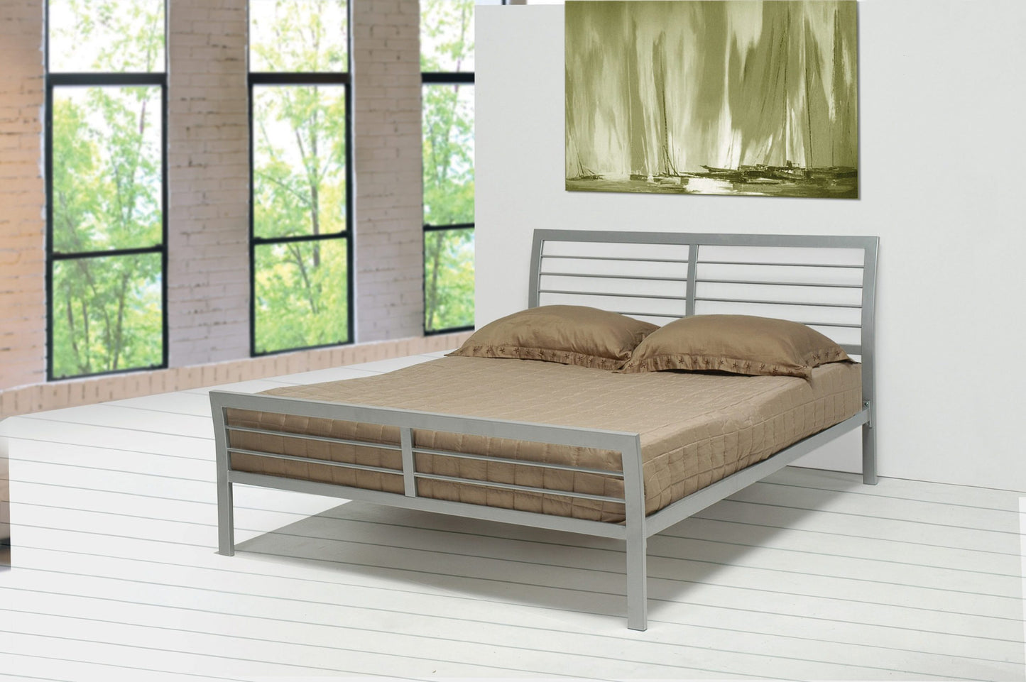 SILVER- METAL BED