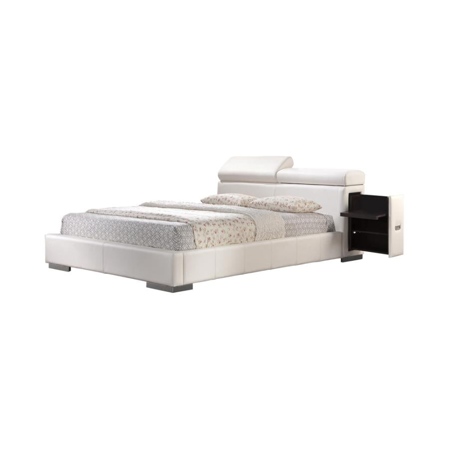 Faxine White Upholstered E King Storage Bed