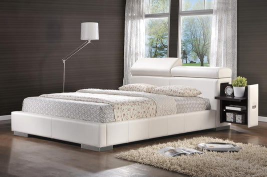 Faxine White Upholstered E King Storage Bed