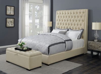 CREAM - BUTTON TUFTED BED