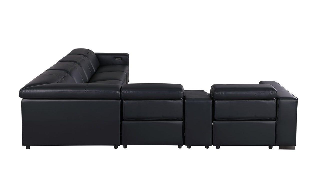 Global United 1208 Black 7PC Sectional