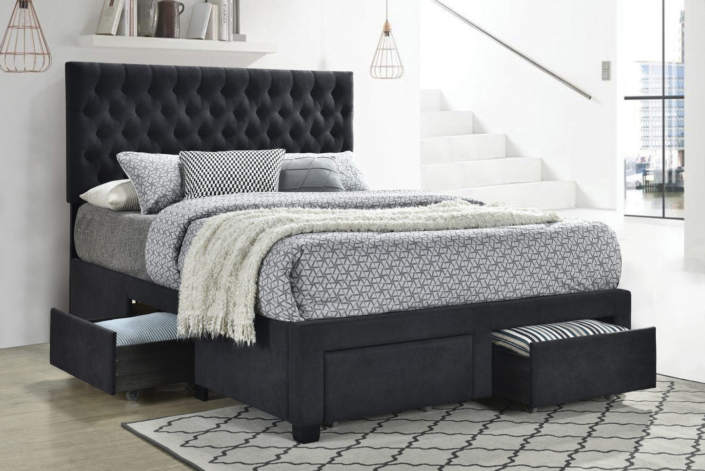 GREY - 4 DRAWER STORAGE BED