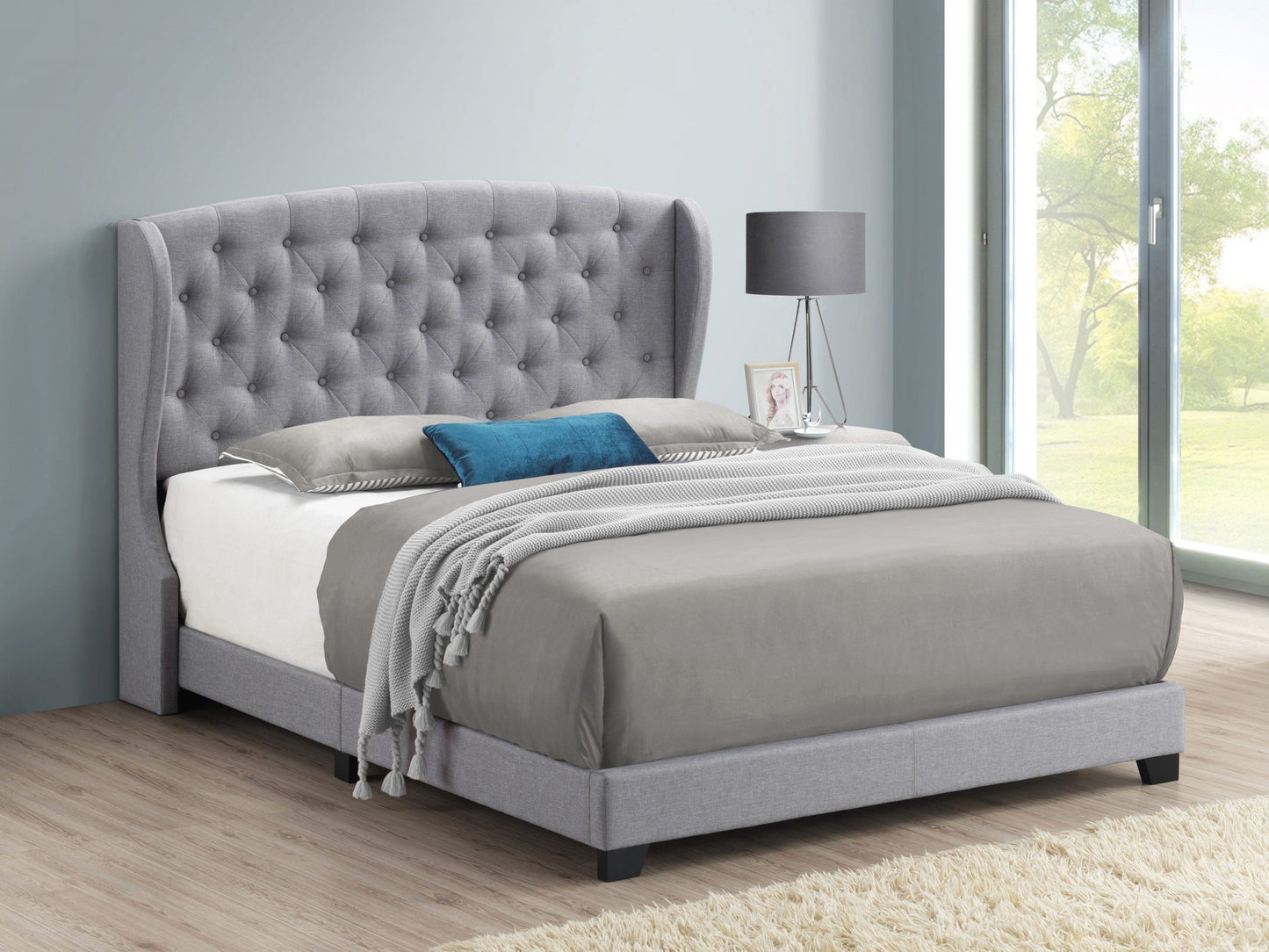 GREY - UPHOLSTERED BED