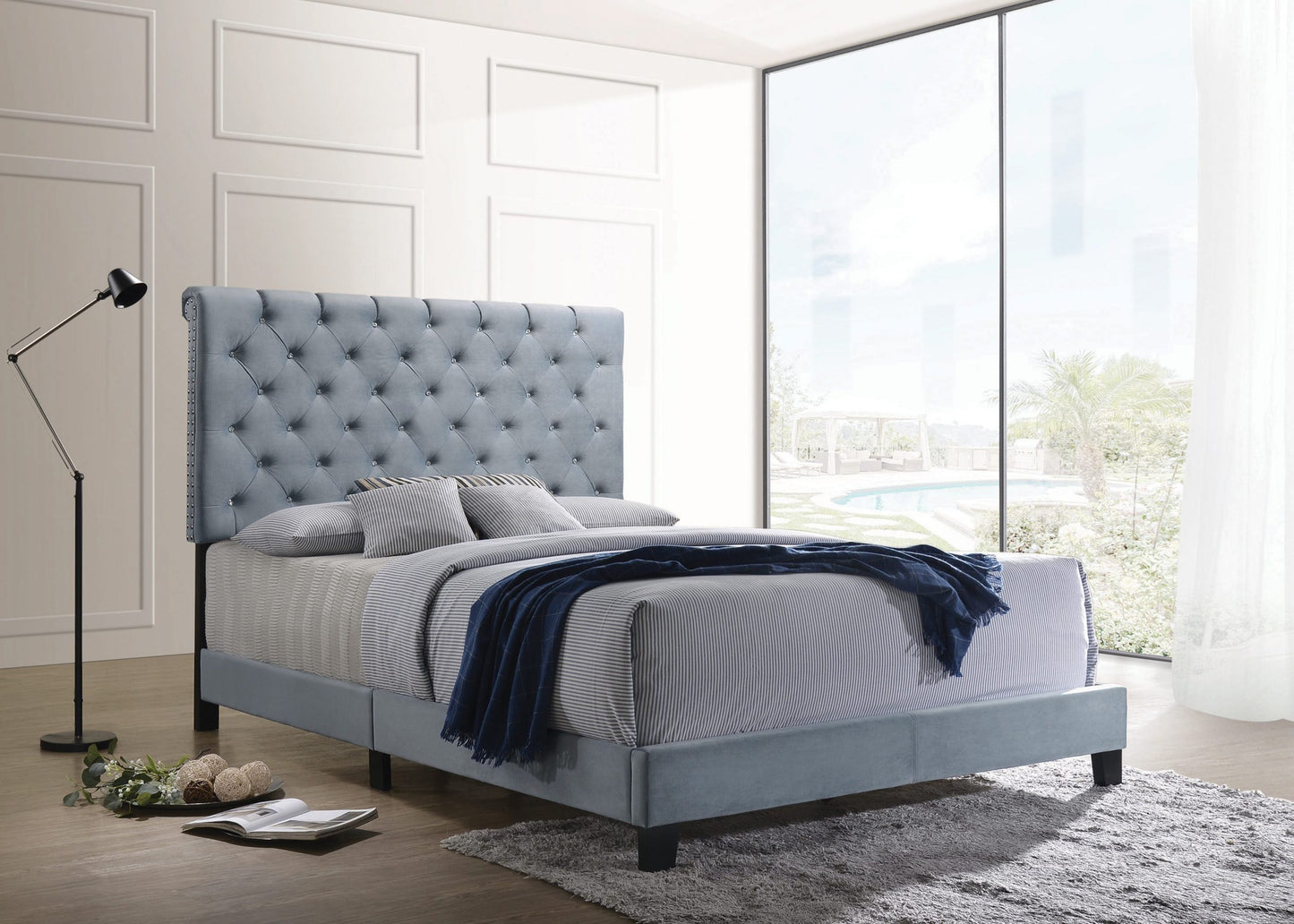 SLATE BLUE VELVET - BED