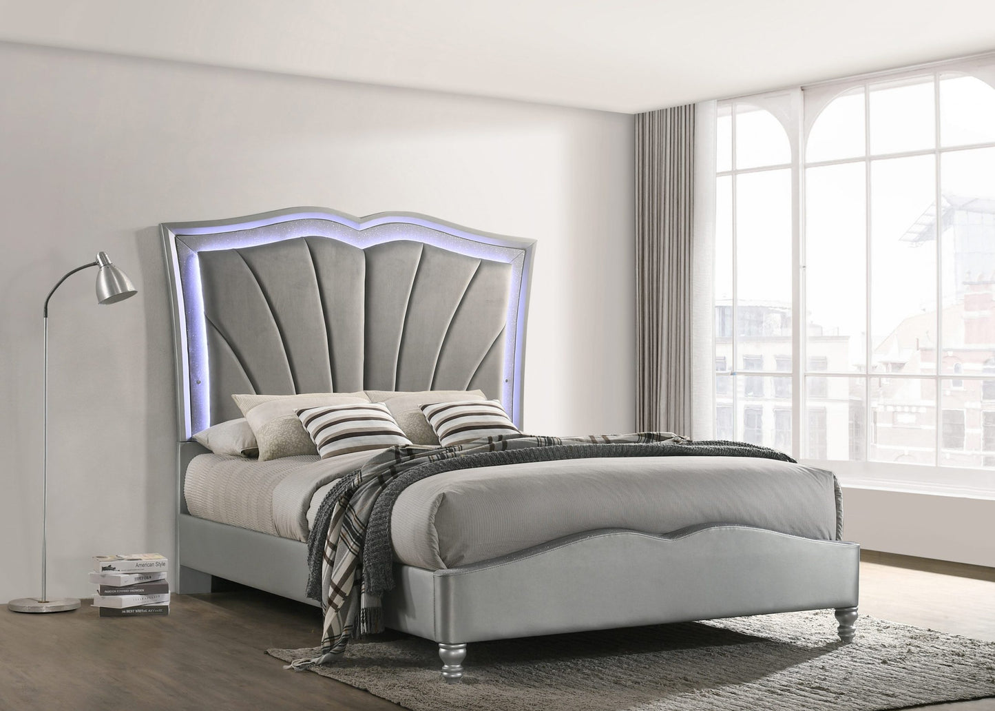 GREY VELVET - LED LIGHTING BED