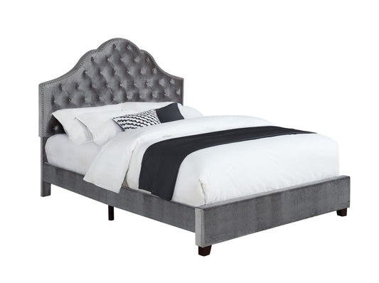 GREY VELVET - ARCHED HEADBOARD BED