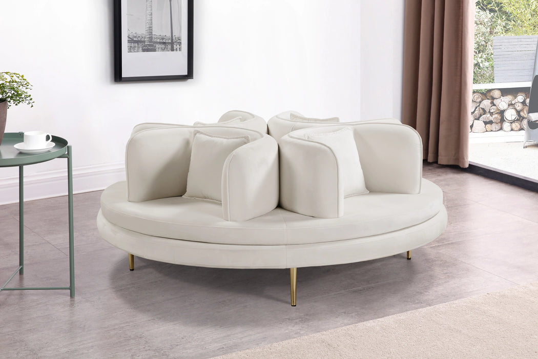 Circlet Cream Velvet Round Sofa Settee