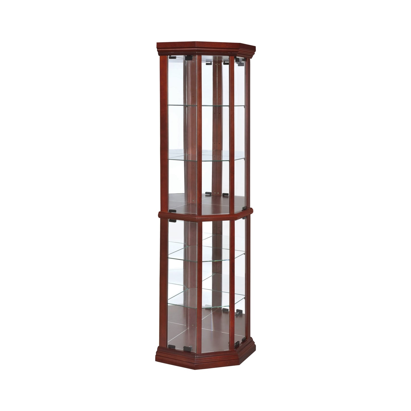 MEDIUM BROWN - 6 SHELF CORNER CURIO CABINET