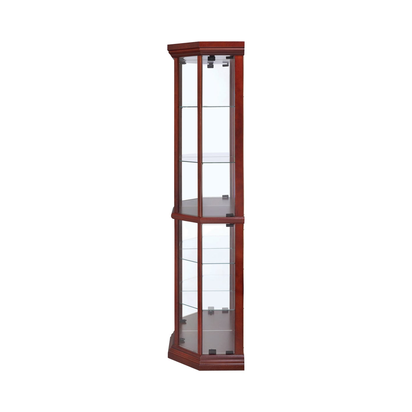 MEDIUM BROWN - 6 SHELF CORNER CURIO CABINET