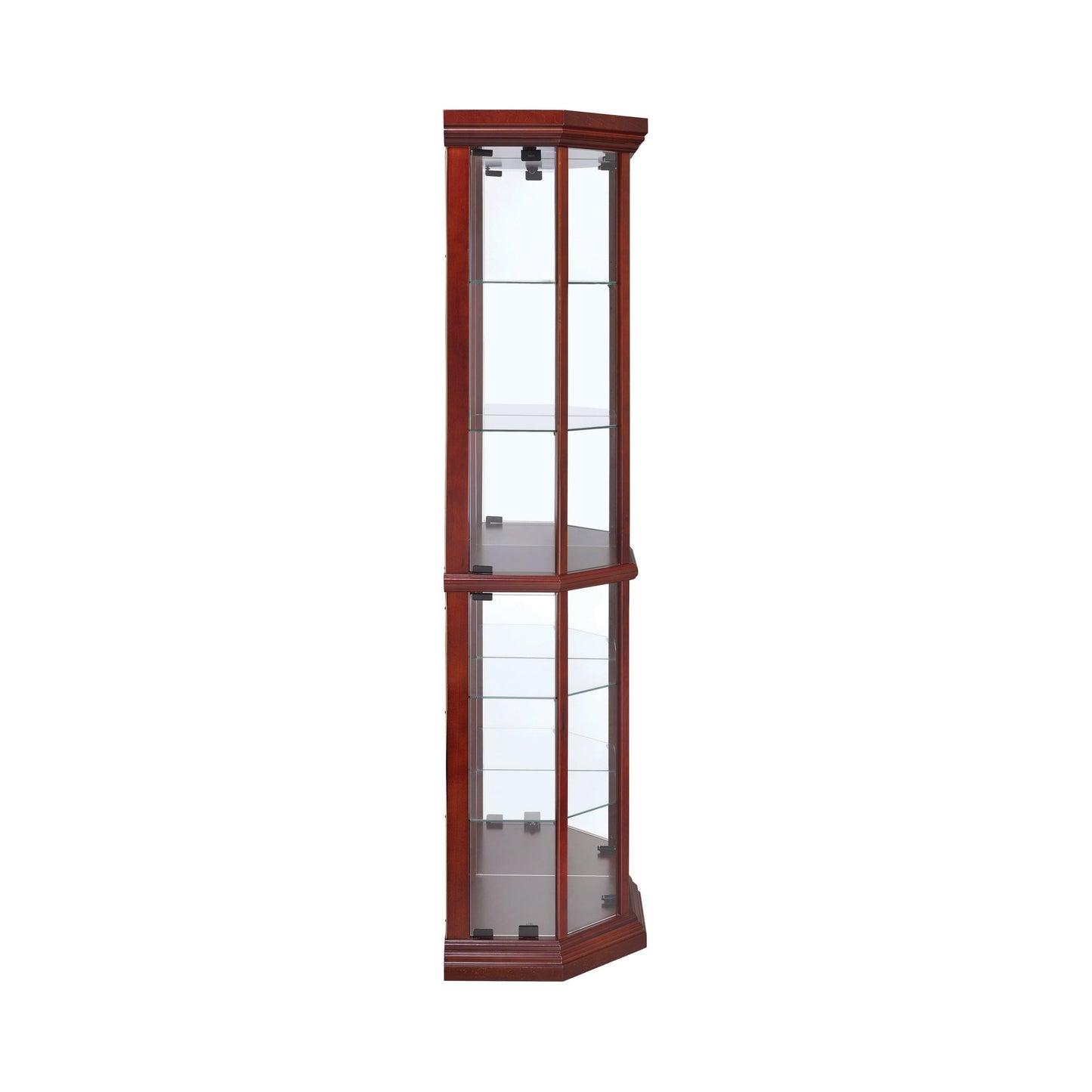 MEDIUM BROWN - 6 SHELF CORNER CURIO CABINET