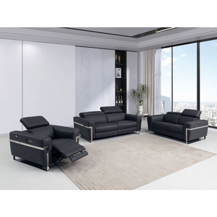 DivanItalia 990 3-Piece Reclining Set (Sofa, Loveseat & Chair) | Italian Leather
