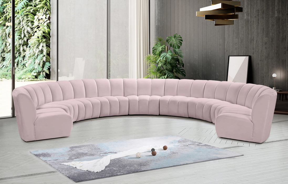 Infinity Pink Velvet 9pc. Modular Sectional