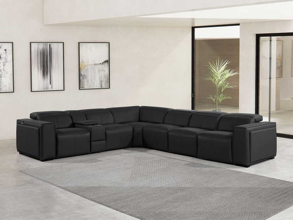 1224 Sectional - Black 7pc-4pwr