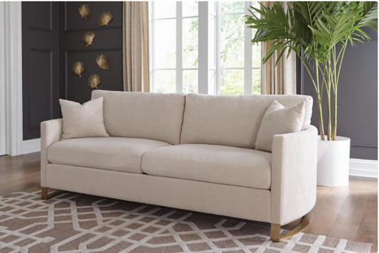 Elevations Biege Rose Brass Stationary Sofa