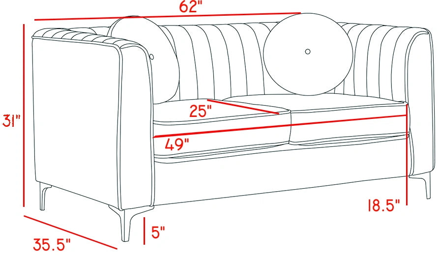 Isabelle Grey Velvet Loveseat