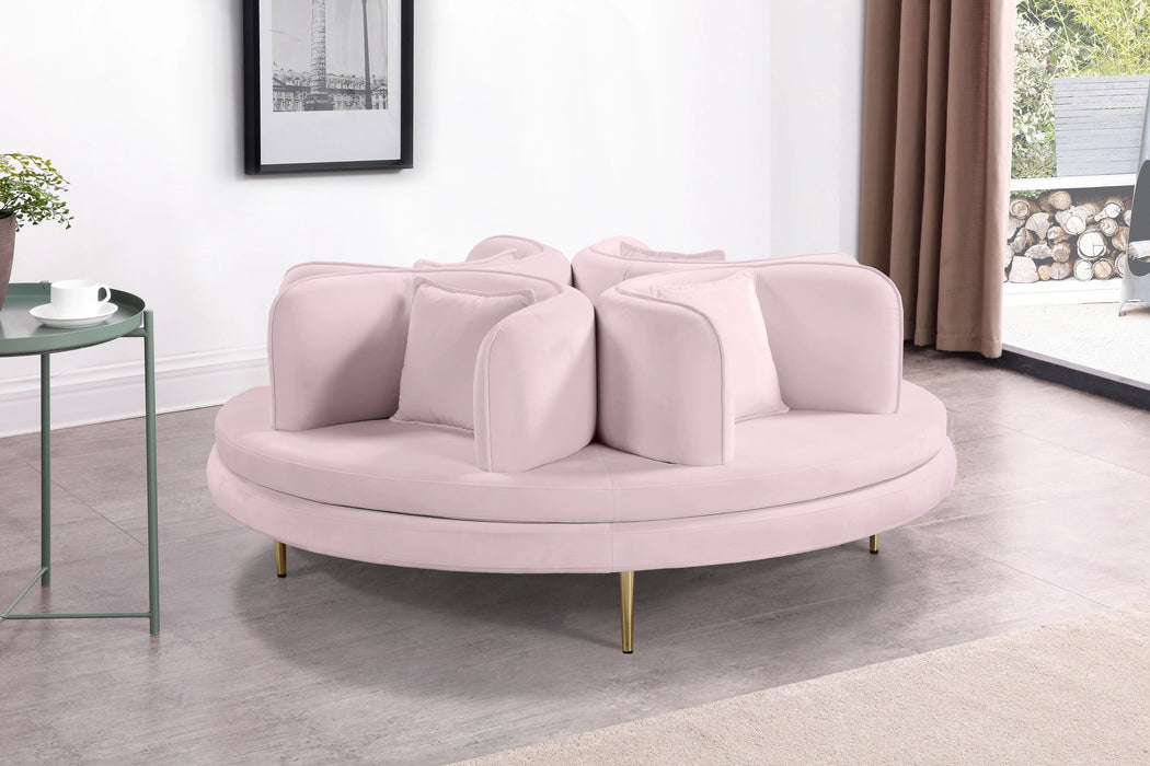 Circlet PInk Velvet Round Sofa Settee