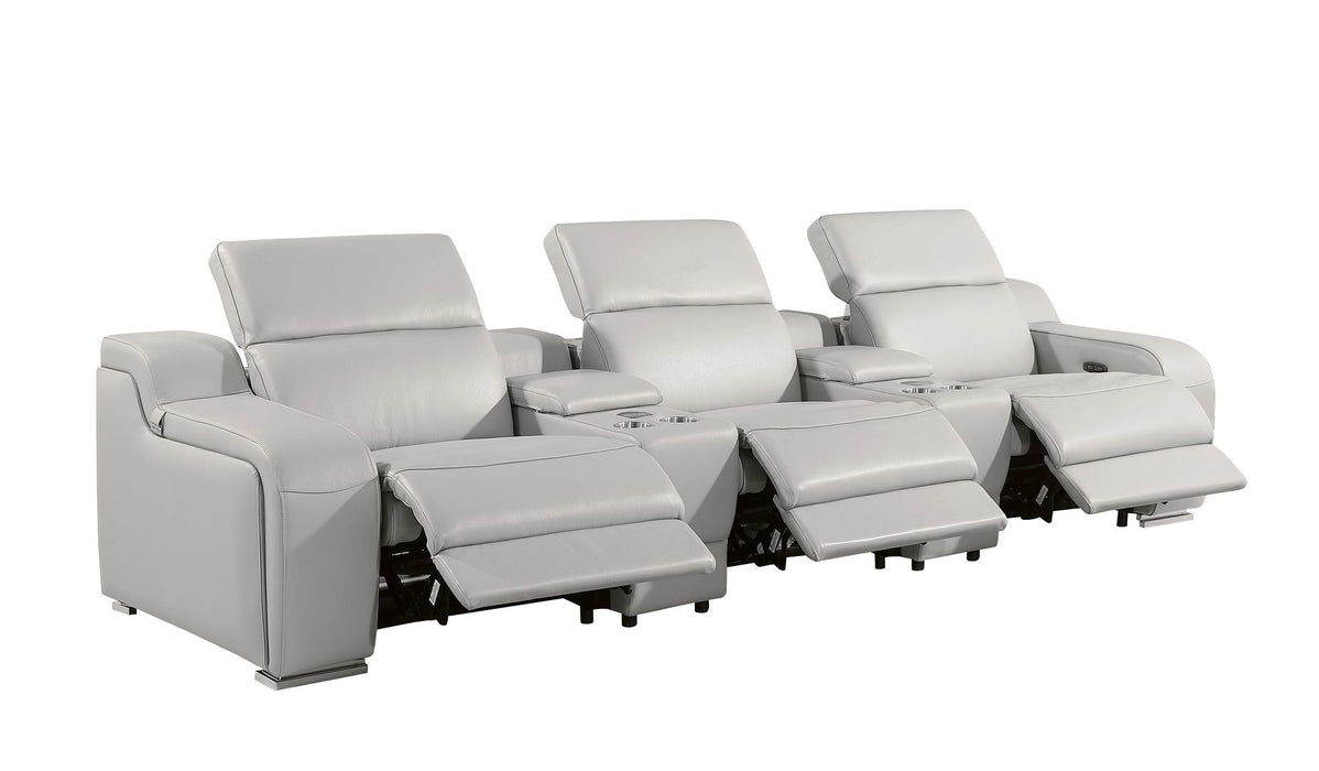 Global United 6111 L-Shaped Power Reclining Sectional | Genuine Leather