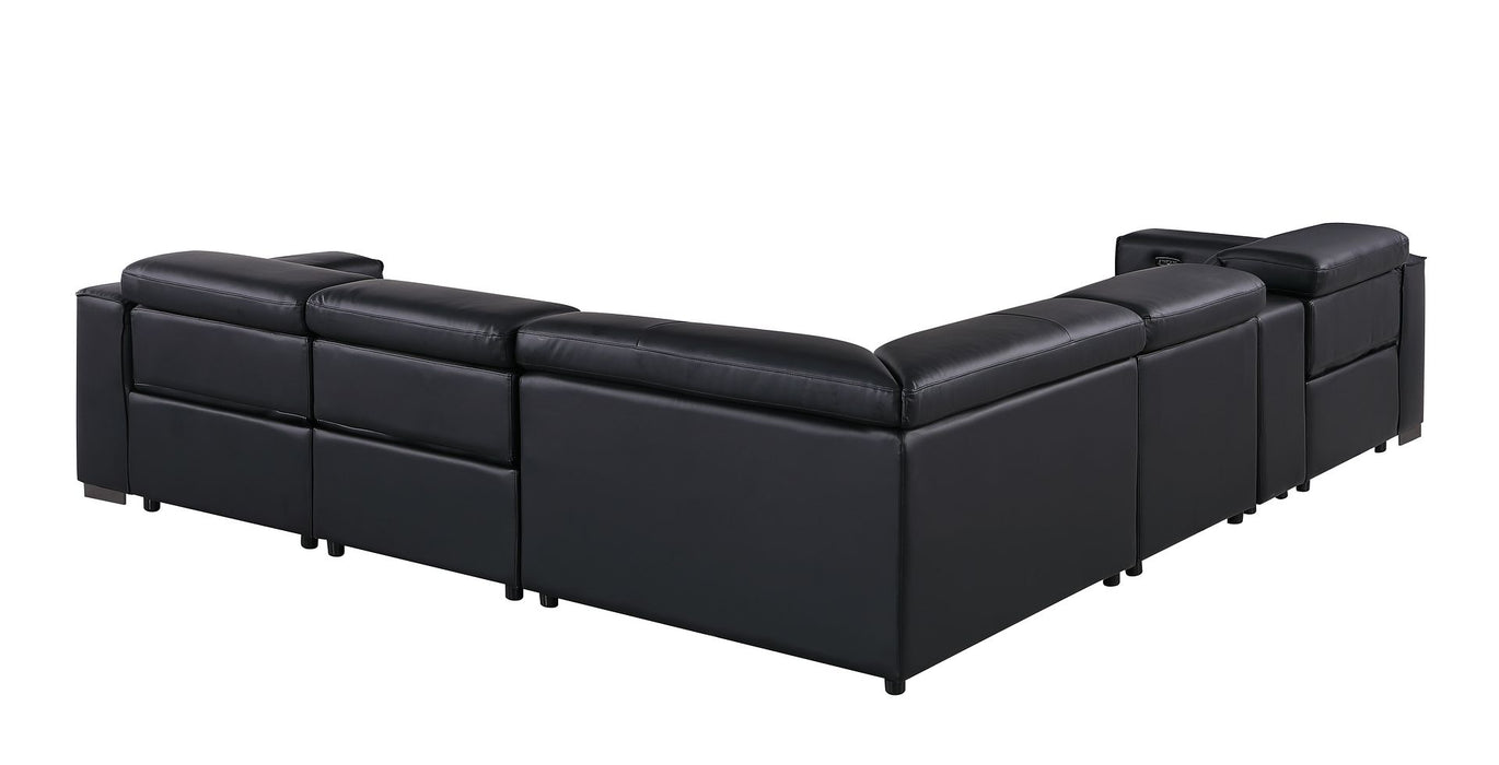 Global United 1208 Black 6PC Sectional