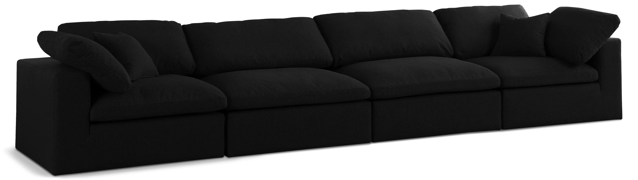 Serene Black Linen Fabric Deluxe Cloud Modular Sofa