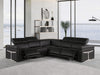 1126 DivanItalia Black 5pc-3PR L-Shaped Sectional