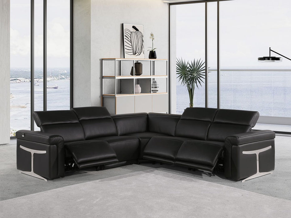 1126 DivanItalia Black 5pc-3PR L-Shaped Sectional