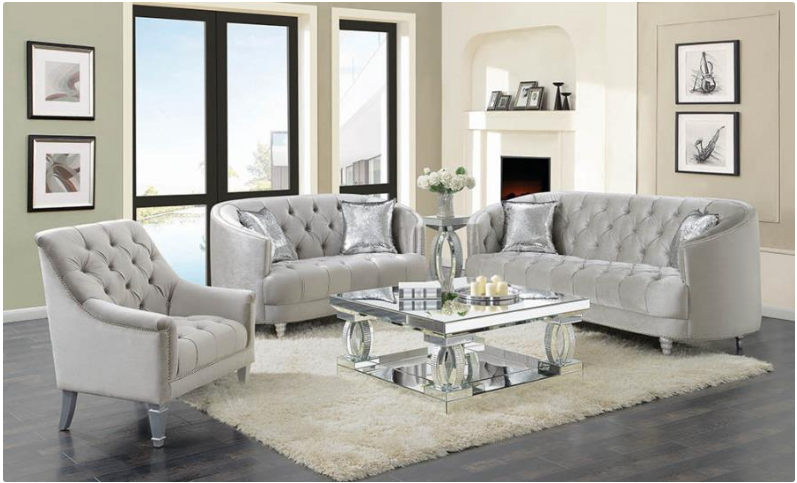 Elevations Grey Silver Soft Stationary Loveseat