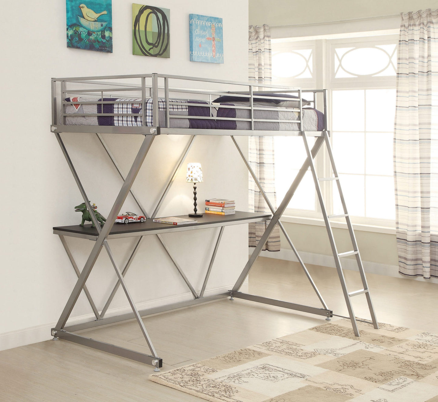 SILVER - TWIN WORKSTATION LOFT BED