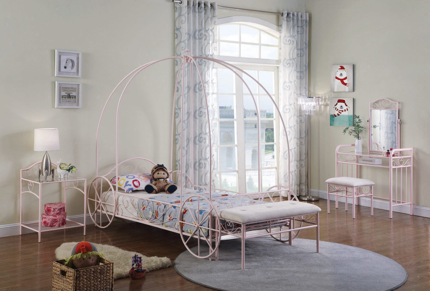 POWDER PINK - TWIN CANOPY BED