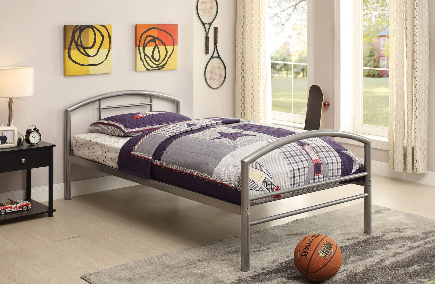 SILVER - TWIN METAL BED