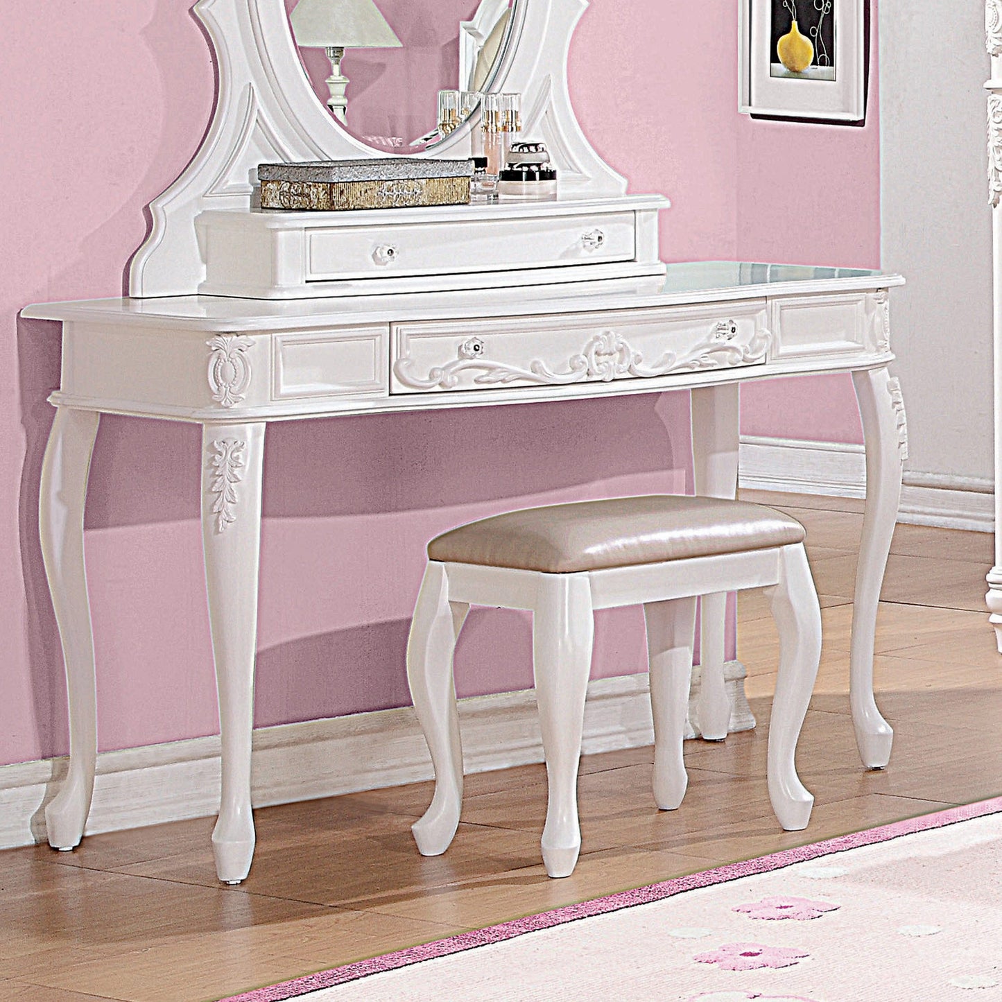 WHITE - VANITY DESK