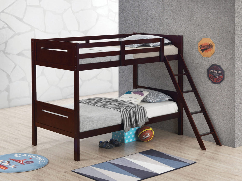 ESPRESSO  TWINTWIN BUNK BED - Brown Transitional Bunk Bed Bed | NorCal Furniture Santa Clara CA