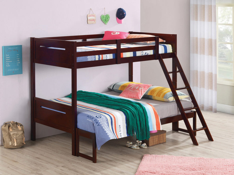 ESPRESSO  TWINFULL BUNK BED - Brown Transitional Bunk Bed Bed | NorCal Furniture Santa Clara CA