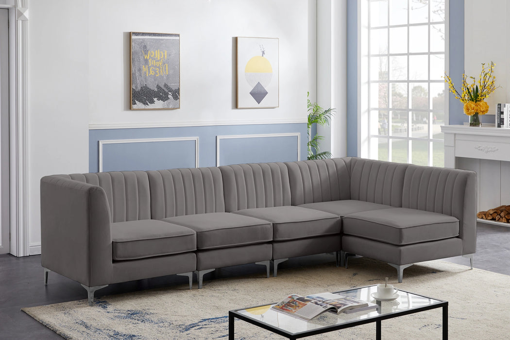 Alina Grey Velvet Modular Sectional