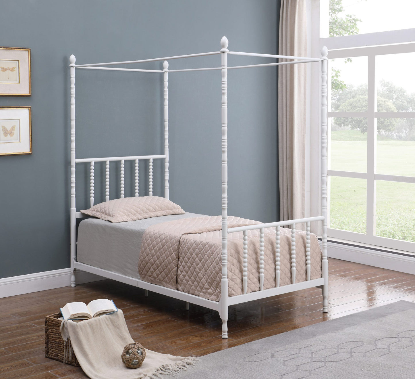 WHITE - TWIN CANOPY BED