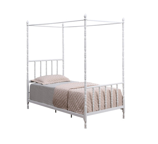 WHITE - TWIN CANOPY BED