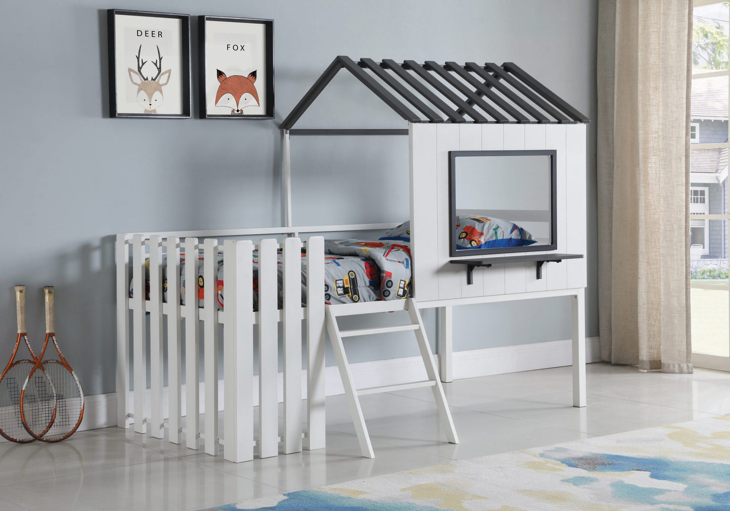 WHITE - TWIN LOFT BED