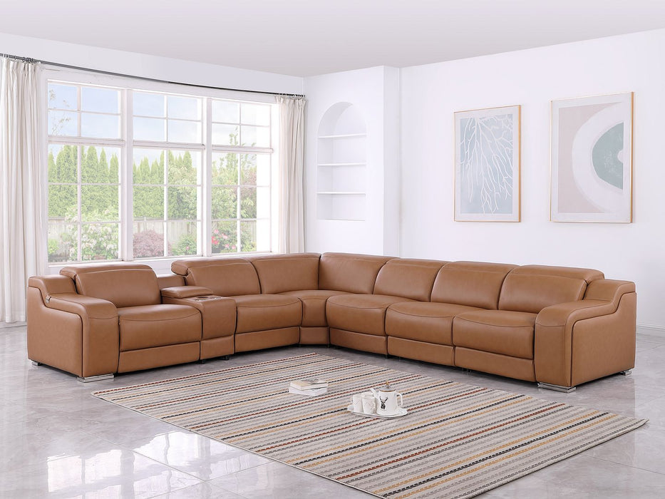 DivanItalia 1116 7pc(4pwr) Sectional – Cognac