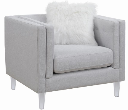 Elevations Light Gray White Stationary Sofa