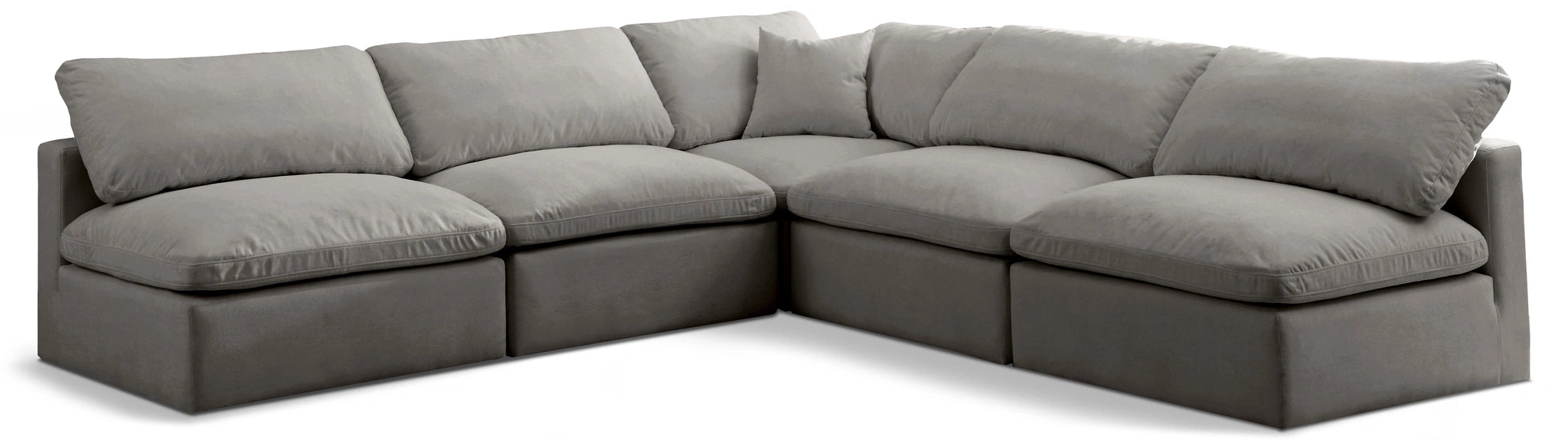 Plush Grey Velvet Standard Cloud Modular Sectional