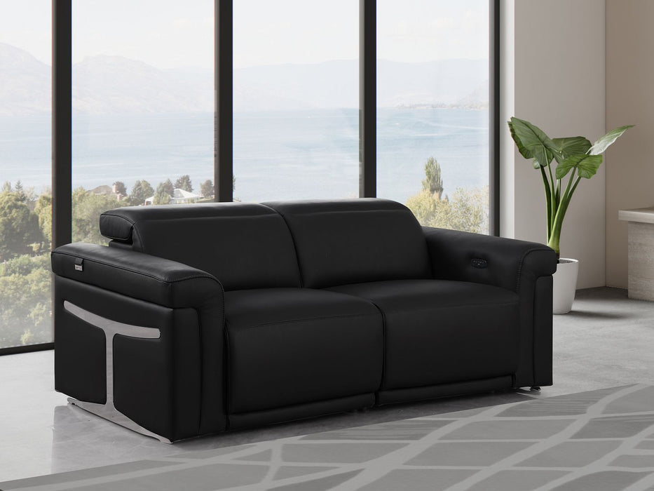 1126 DivanItalia Black Power Reclining Loveseat | Italian Leather