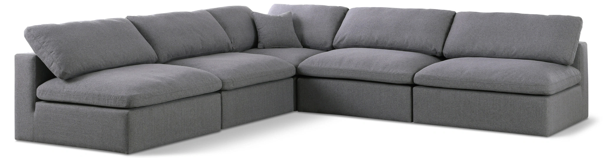 Serene Grey Linen Fabric Deluxe Cloud Modular Sectional