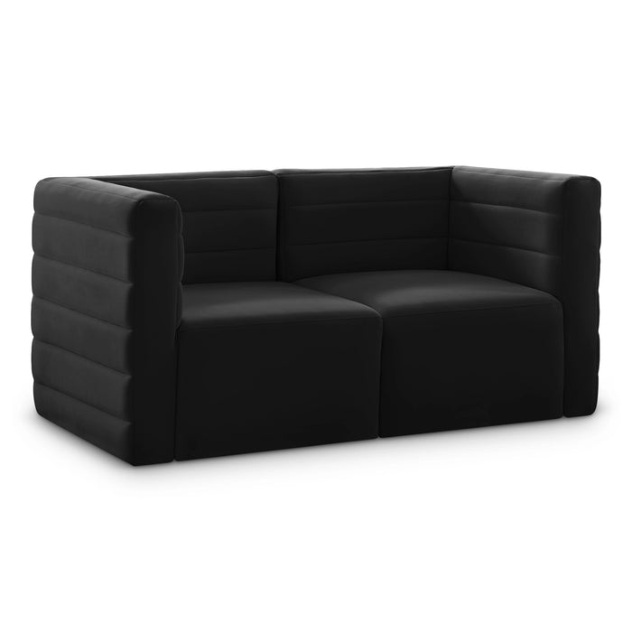 Quincy Black Velvet Modular Sofa
