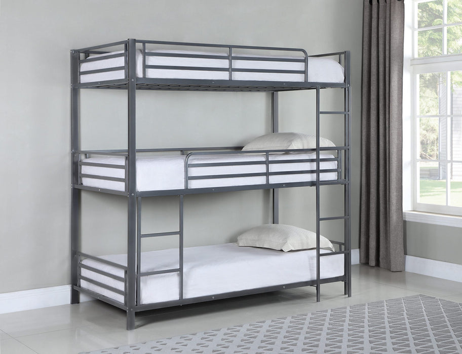 GREY TRIPLE TWIN BUNK BED - Grey Bunk Bed Bed | NorCal Furniture Santa Clara CA