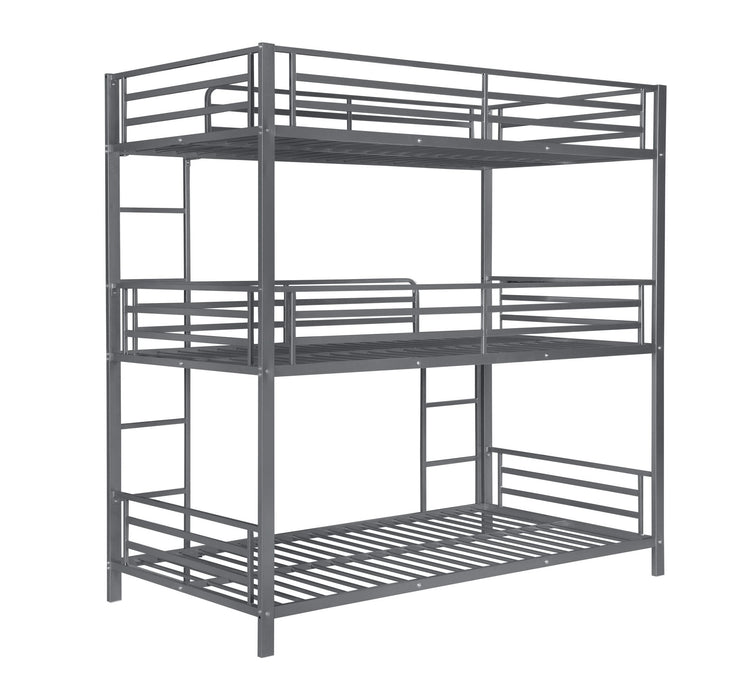 GREY TRIPLE TWIN BUNK BED - Grey Bunk Bed Bed | NorCal Furniture Santa Clara CA