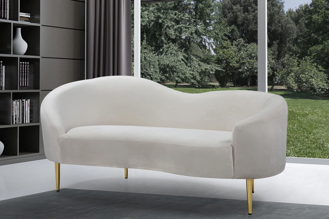 Ritz Cream Velvet Loveseat