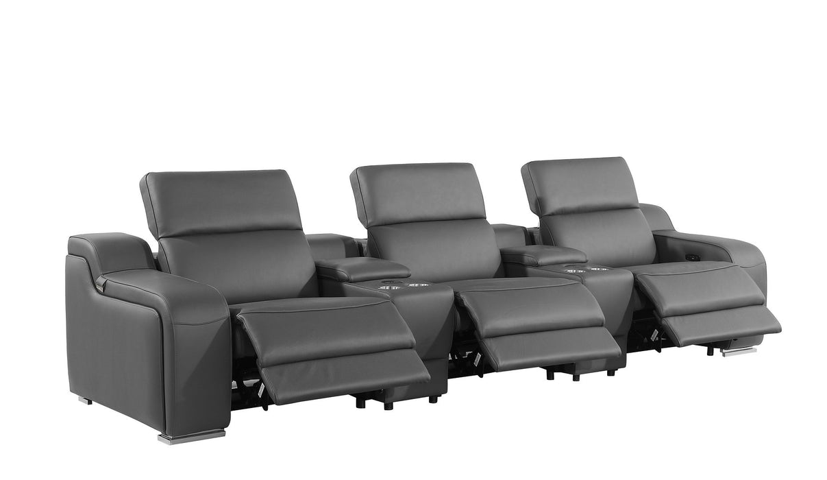 Global United 6111 L-Shaped Power Reclining Sectional | Genuine Leather
