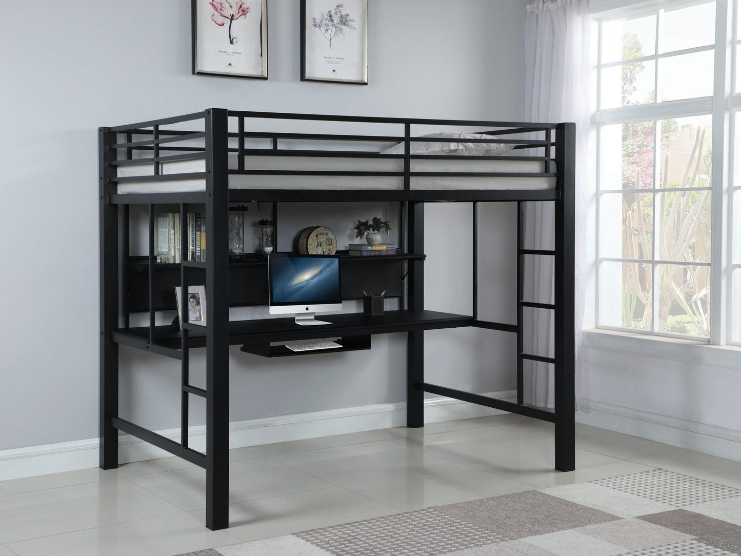 BLACK - FULL WORKSTATION LOFT BED